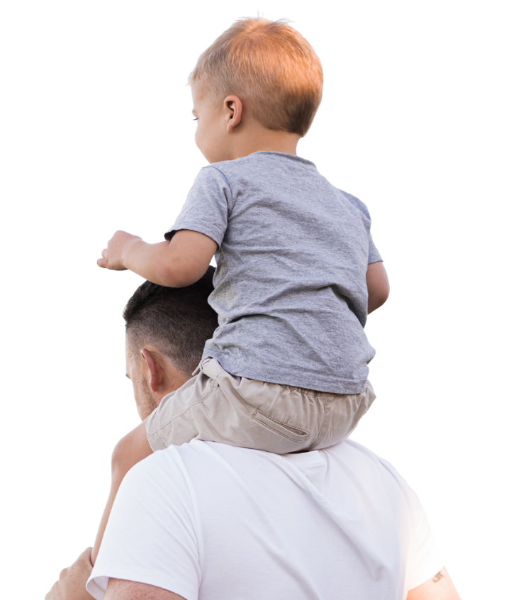 man with son on shoulders